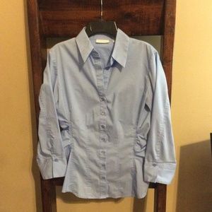 New York & Co. Blue Stretch Fit Dress Shirt Sz XS
